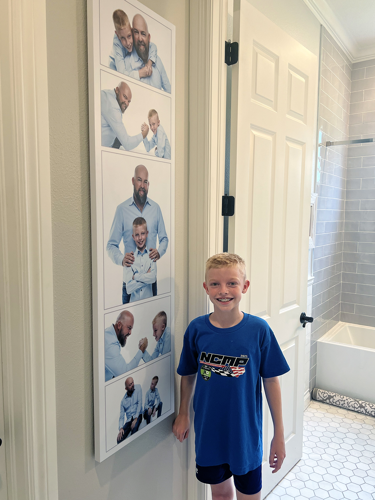 Father and son portrait — black and white family photography capturing generational bond