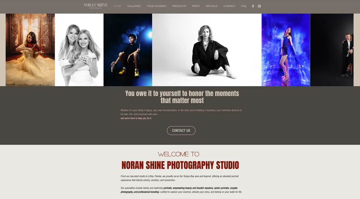 Noran Shine Photography second website redesign on WIX in 2023