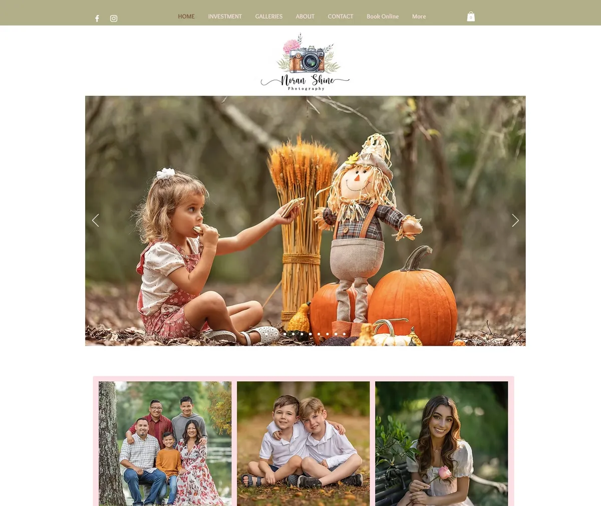 Original Noran Shine Photography WIX website from 2020