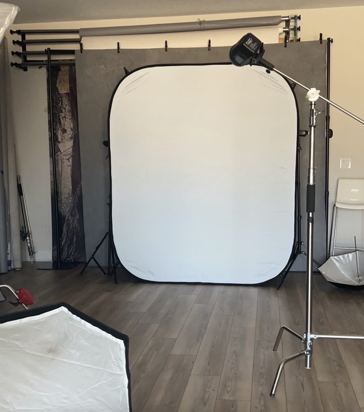 Behind the scenes — the Angler illuminated background setup in my Lithia studio