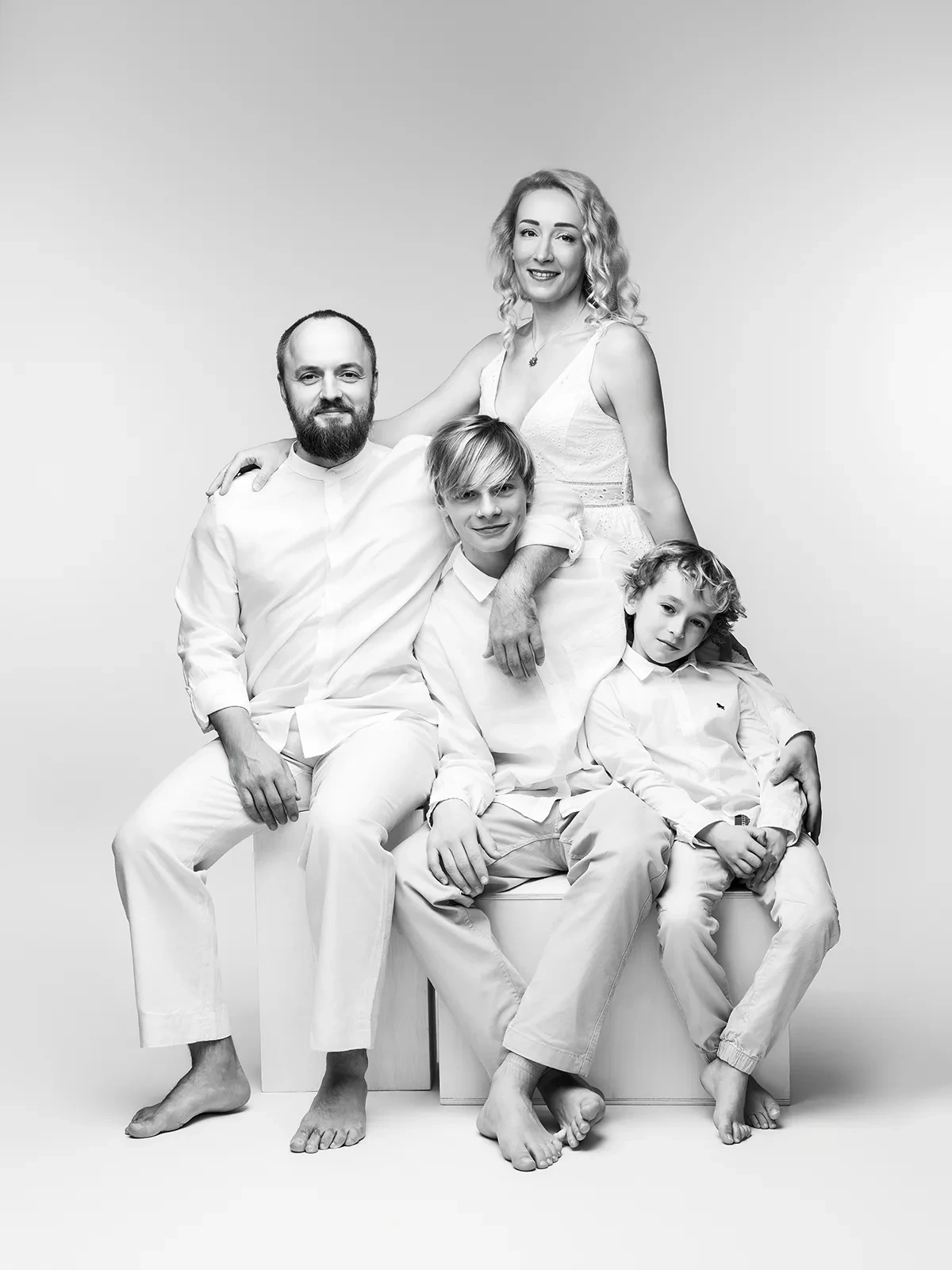 Light palette family portrait — cream and ivory tones, Tampa Bay family photographer