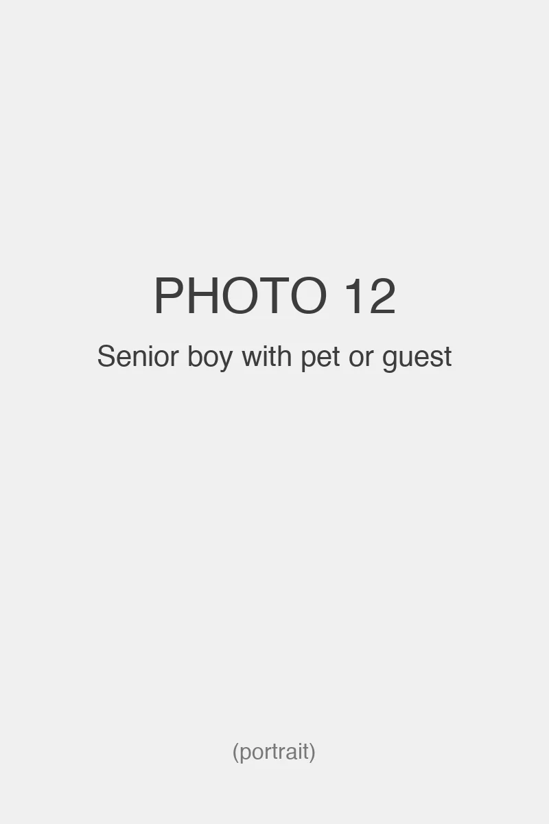 Senior boy with pet or guest