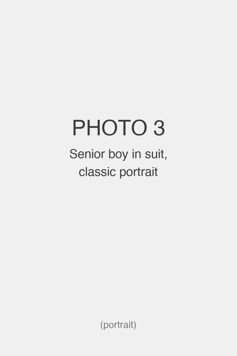 Senior boy in suit, classic portrait