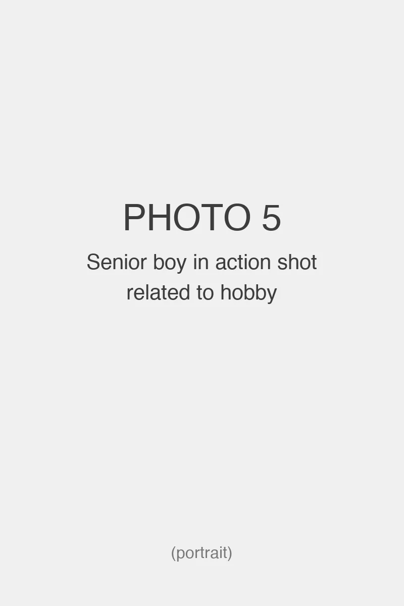 Senior boy in action shot related to hobby