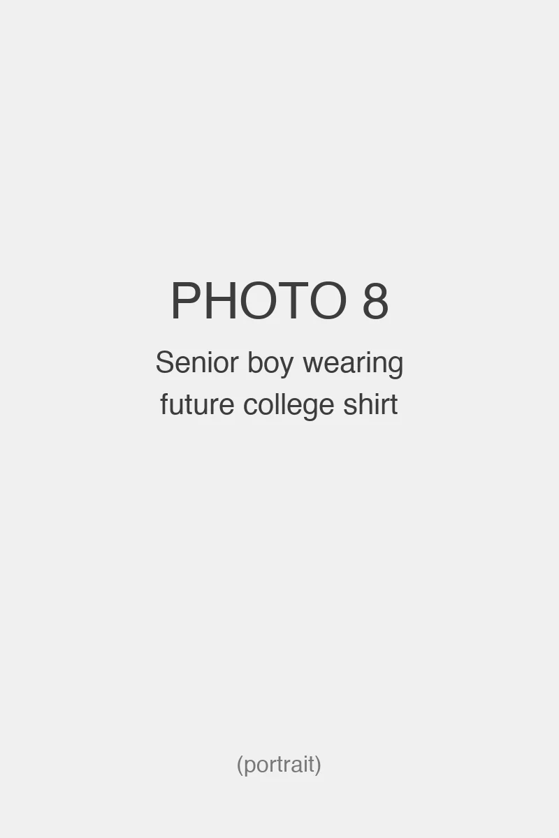 Senior boy wearing future college shirt
